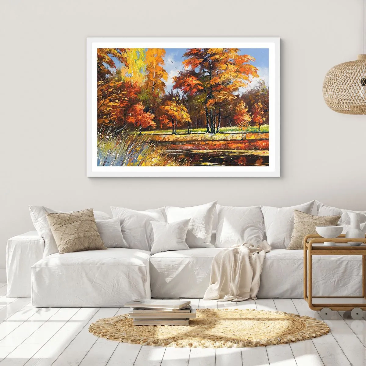 Poster in een witte lijst - Landschap in goud en brons - 70x50 cm