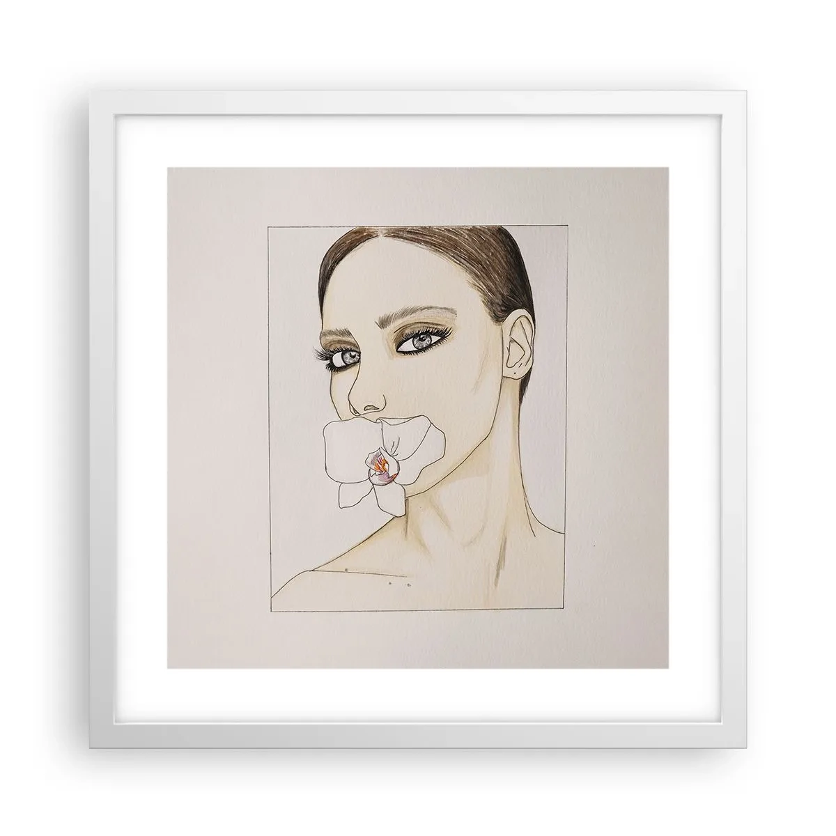Poster in een witte lijst - Een symbool van elegantie en schoonheid - 40x40 cm
