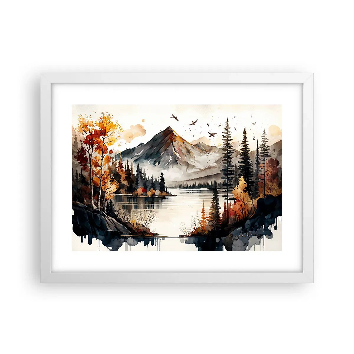 Poster in een witte lijst - Gouden herfst in de bergen - 40x30 cm