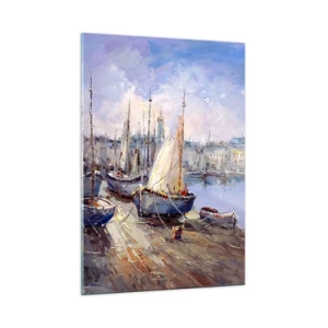 Schilderen op glas - Een stad aan de baai - 50x70 cm