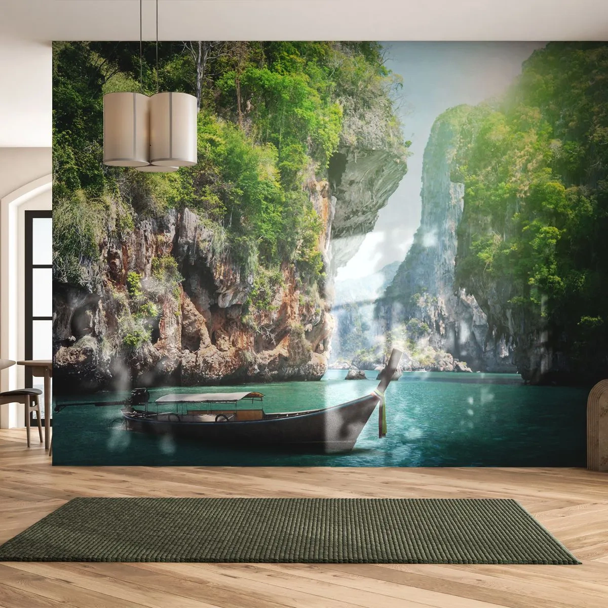 Fotobehang Premium Canvas - Een uitnodiging voor een exotische reis - Landschap, Thailand, Zee - 350x256 cm