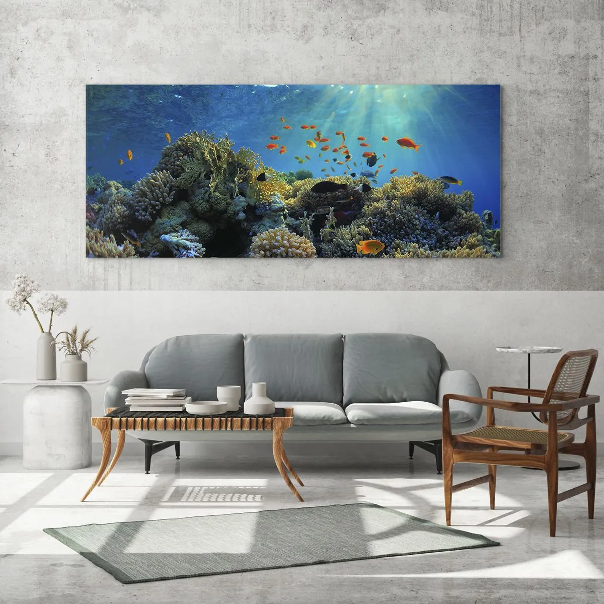 Schilderen op glas - Onderwater schatten - 100x40 cm