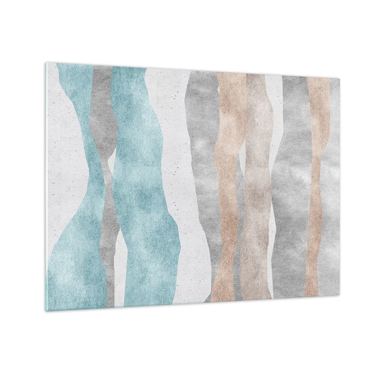 Schilderen op glas - Fijne strepen in tinten beige en blauw - 70x50cm - Een studie van nabijheid - Moderne wanddecoratie voor woonkamer en slaapkamer ARTTOR