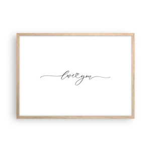 Een poster in een licht eiken lijst - Zwart op wit - 70x50 cm