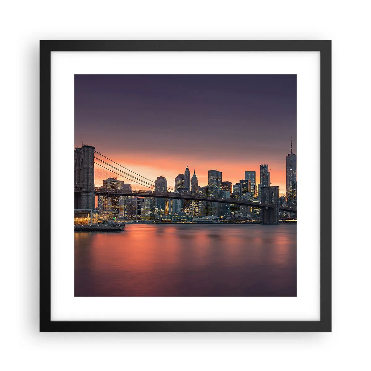 Poster in een zwarte lijst - Ondergedompeld in lila stilte - 40x40 cm