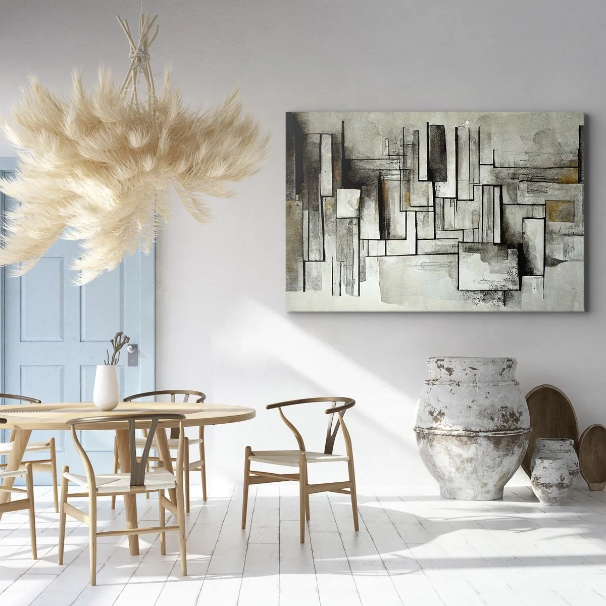 Schilderen op canvas - Abstracte rechthoeken in tinten grijs en zwart - 70x50cm - De kracht van eenvoud - Moderne wanddecoratie voor woonkamer en slaapkamer ARTTOR