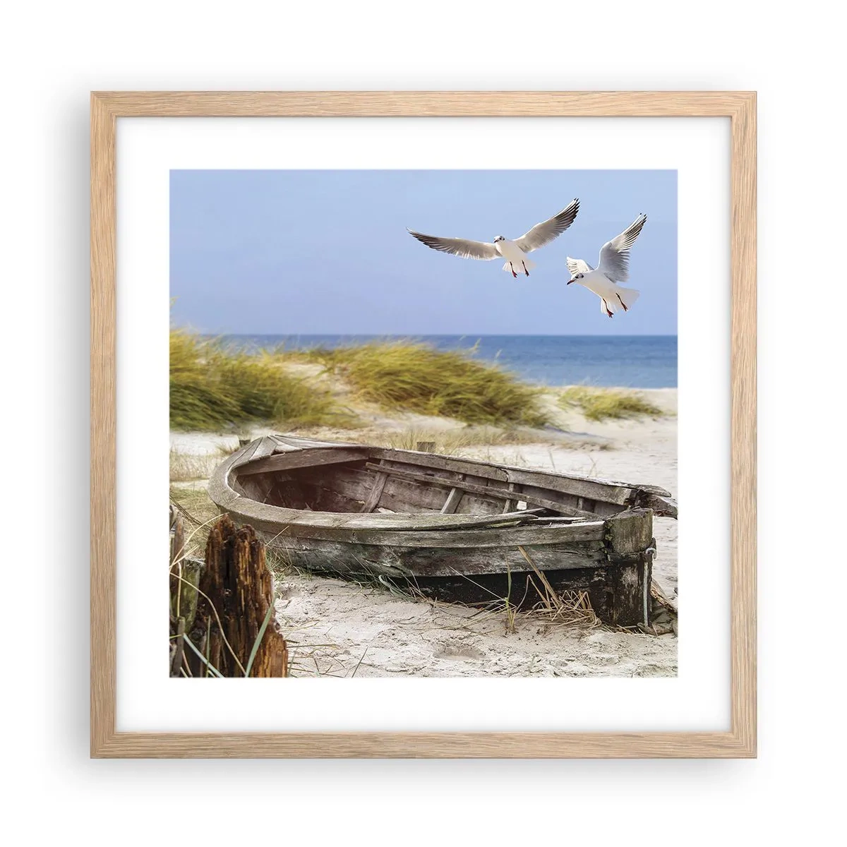 Een poster in een licht eiken lijst - Badend in de wind - 40x40 cm