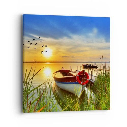 Schilderen op canvas - De aalscholvers vliegen al weg - 40x40 cm