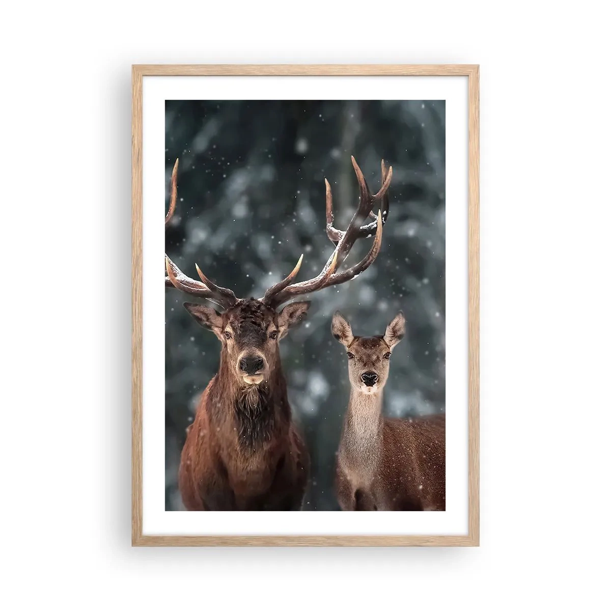 Een poster in een licht eiken lijst - Heer van het bos met zijn vrouw - 50x70 cm