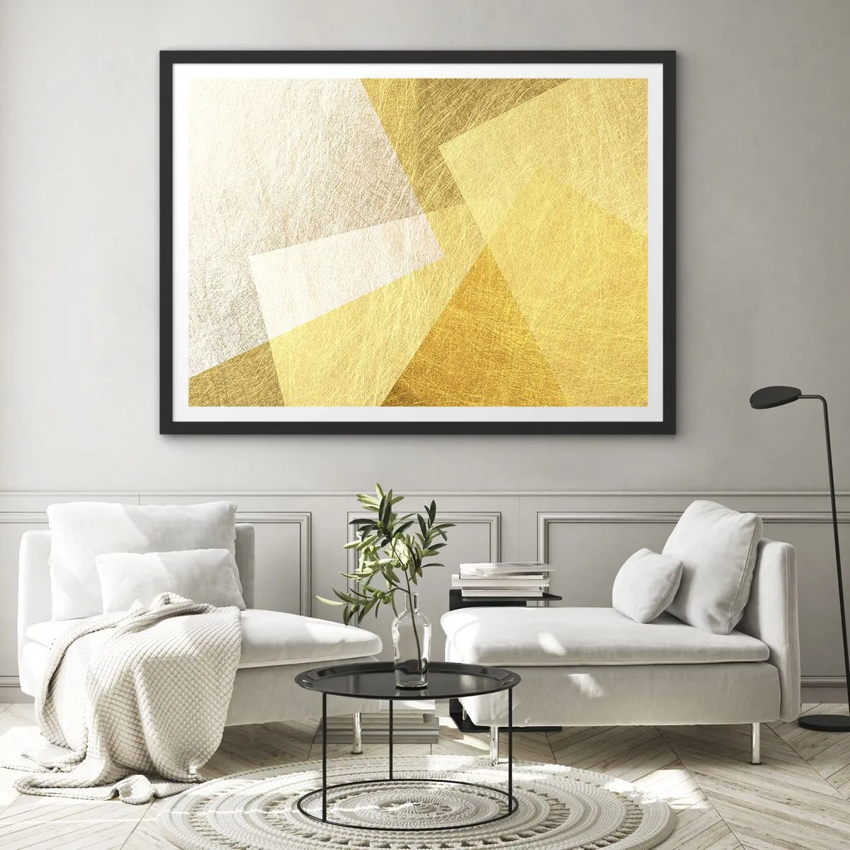 Poster in een zwarte lijst - Geometrie weer - 70x50 cm