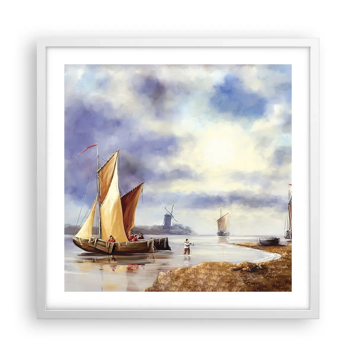 Poster in een witte lijst - De terugkeer van zeelieden - 50x50 cm