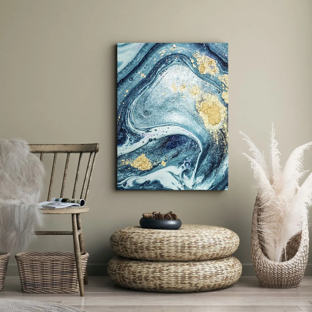 Schilderen op canvas - Blauwe draaikolk - 70x100 cm