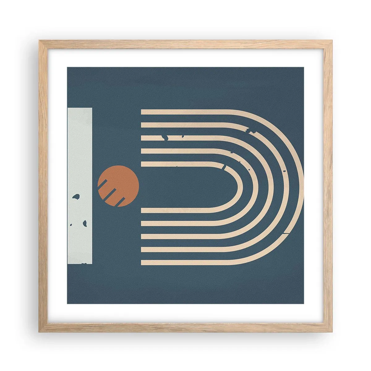 Een poster in een licht eiken lijst - Geometrie op de granaatappel - 50x50 cm