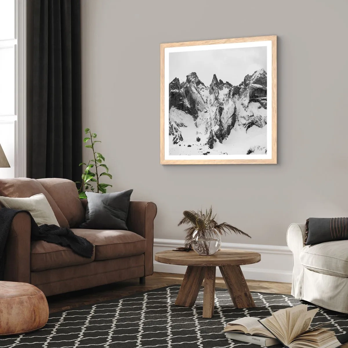 Een poster in een licht eiken lijst - Granieten gevaarlijke nok - 50x50 cm