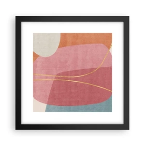 Poster in een zwarte lijst - Pastelkleurcompositie met gouddraad - 30x30 cm