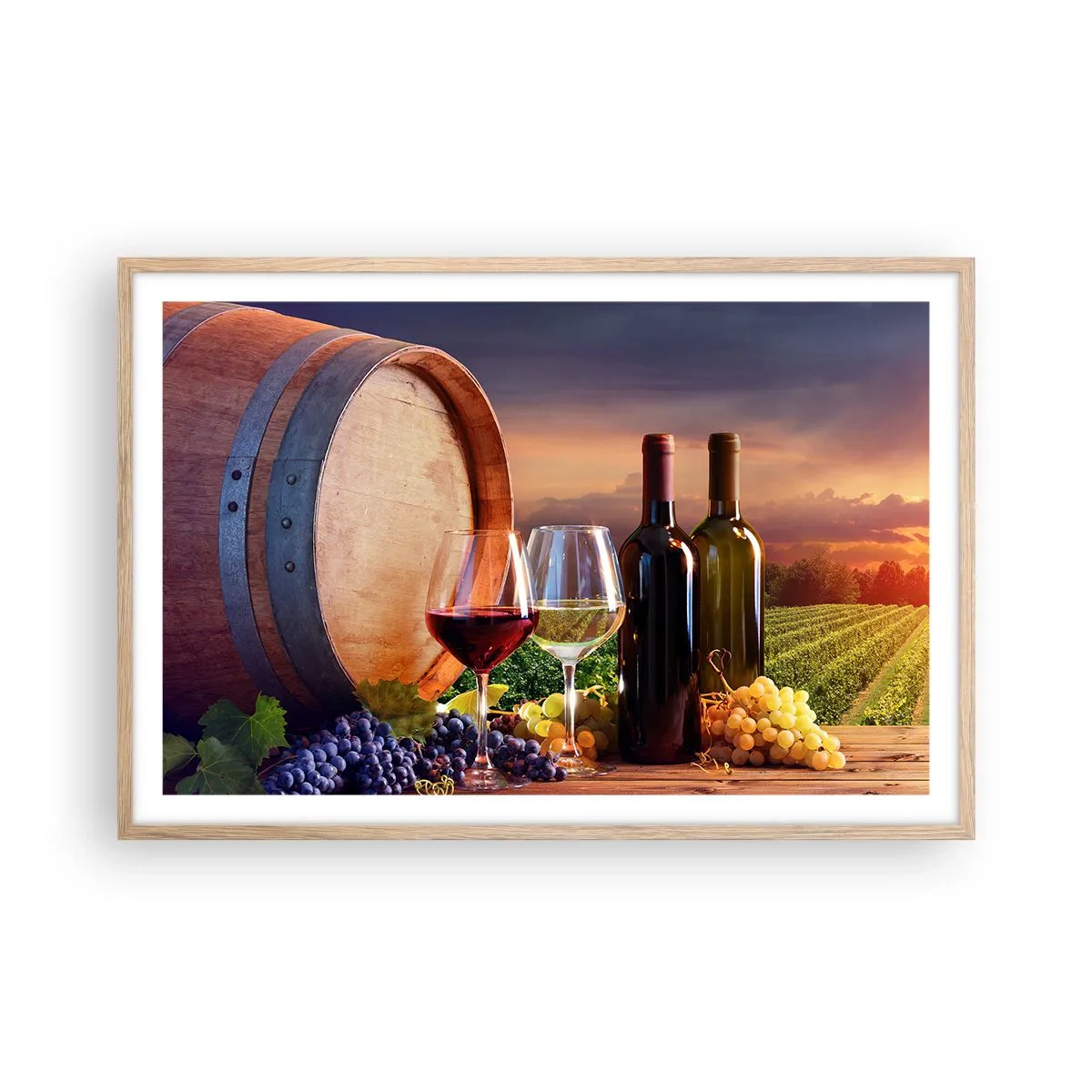 Een poster in een licht eiken lijst - Het leven smaakt hier - 91x61 cm