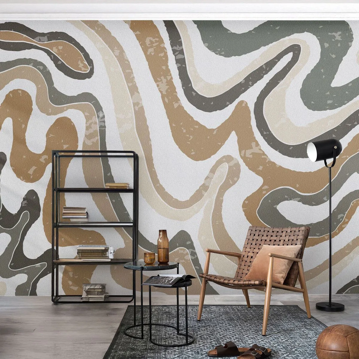 Fotobehang Standard Eco - Meanders van aardekleuren - Abstractie, Deel, Boho - 150x105 cm