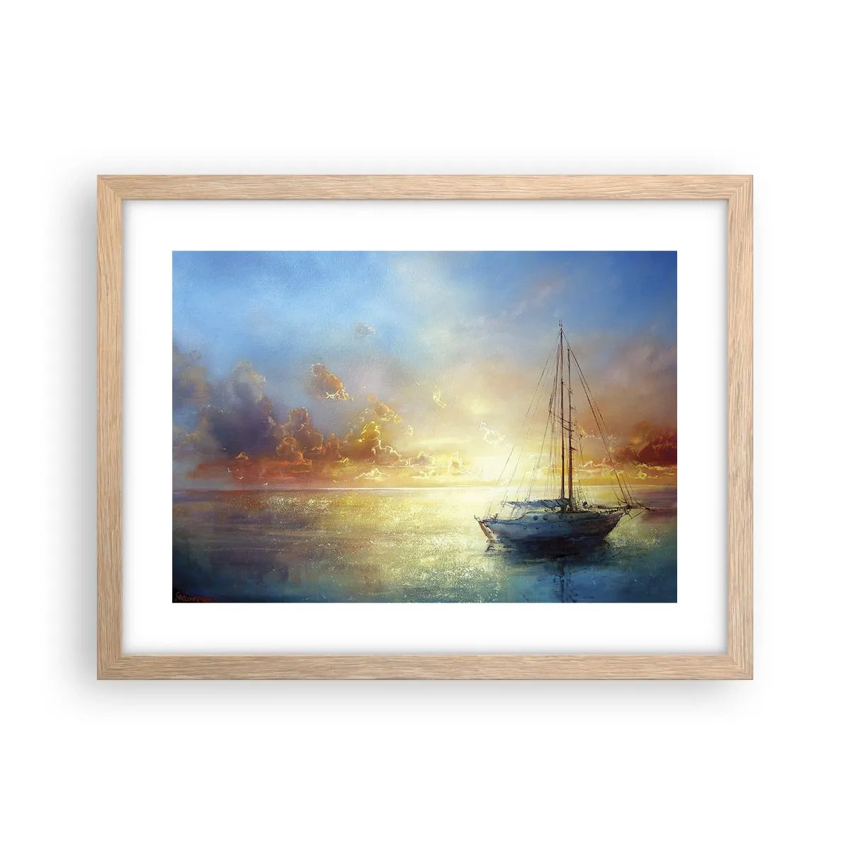Een poster in een licht eiken lijst - In een gouden baai - 40x30 cm