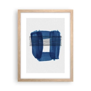Een poster in een licht eiken lijst - Blauwe en zwarte compositie - 30x40 cm