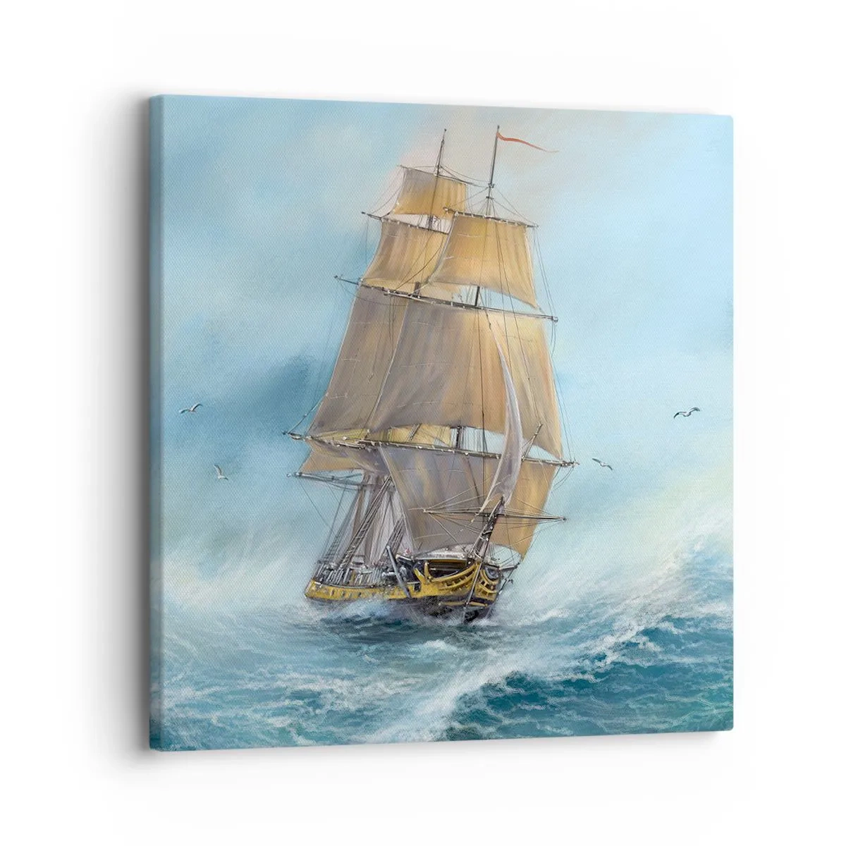 Schilderen op canvas - Haasten over de golven - 30x30 cm