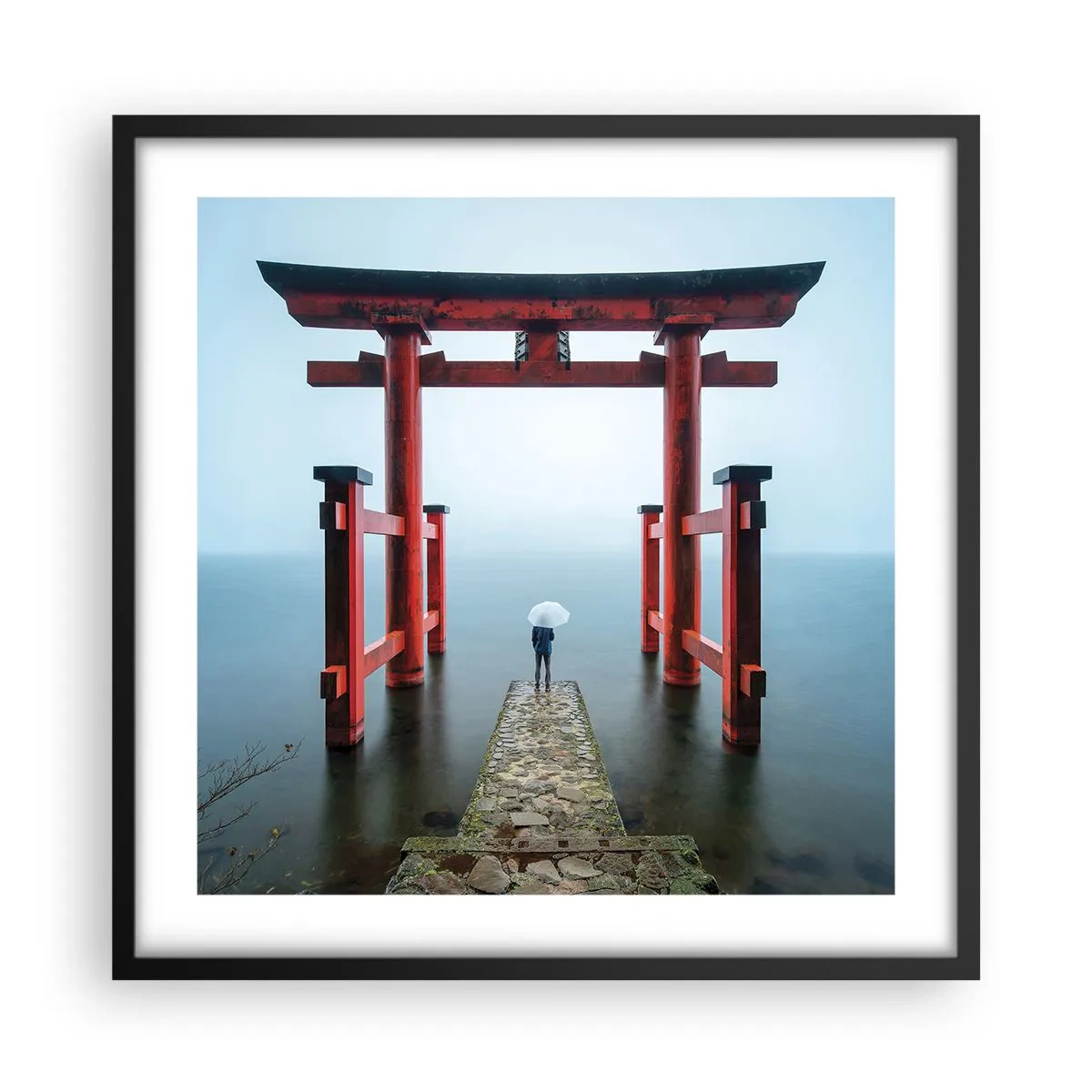 Poster in een zwarte lijst - Japanse mijmering - 50x50 cm