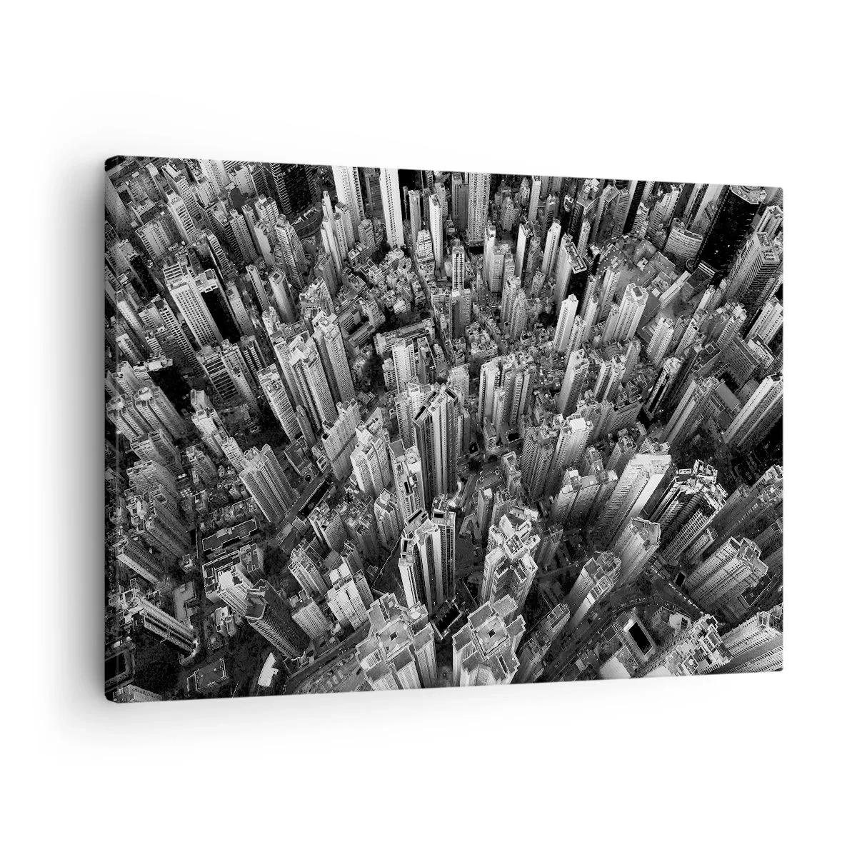 Schilderen op canvas - Zwart-wit vogelperspectief van de stad - 70x50cm - Nog steeds hoger en hoger - Moderne wanddecoratie voor woonkamer en slaapkamer ARTTOR