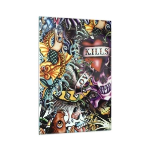 Schilderen op glas - De droom van de tatoeëerder - 70x100 cm