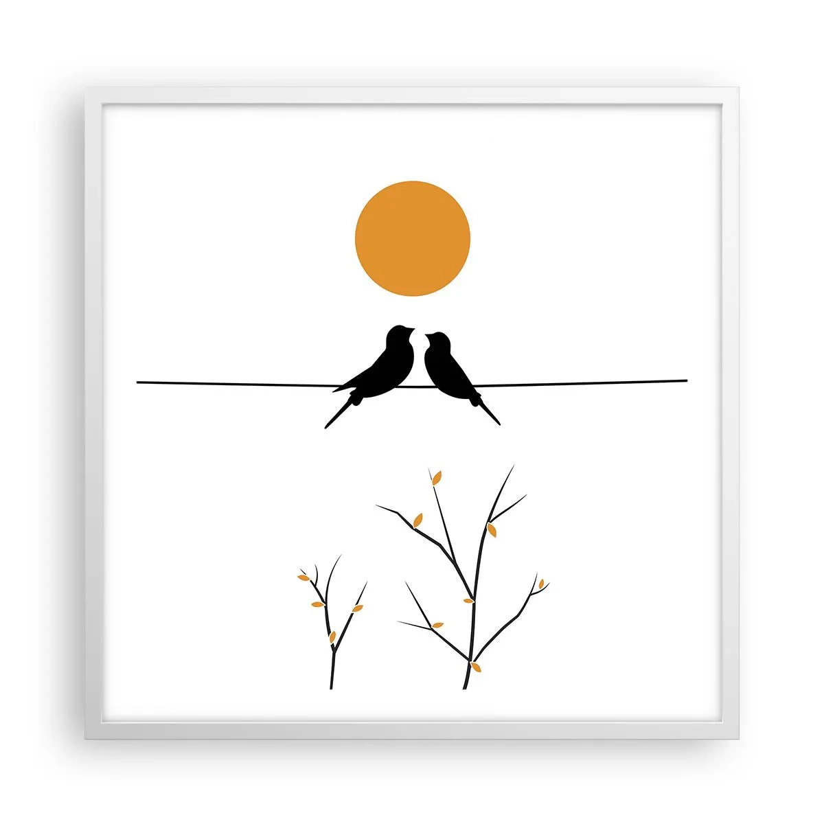 Poster in een witte lijst - Nachtegalen avond - 60x60 cm