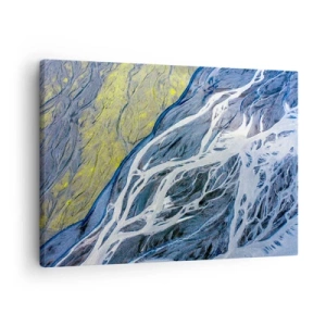 Schilderen op canvas - Abstract vogelperspectief van kronkelende rivierbeddingen - 70x50cm - Rotstekeningen van de natuur - Moderne wanddecoratie voor woonkamer en slaapkamer ARTTOR
