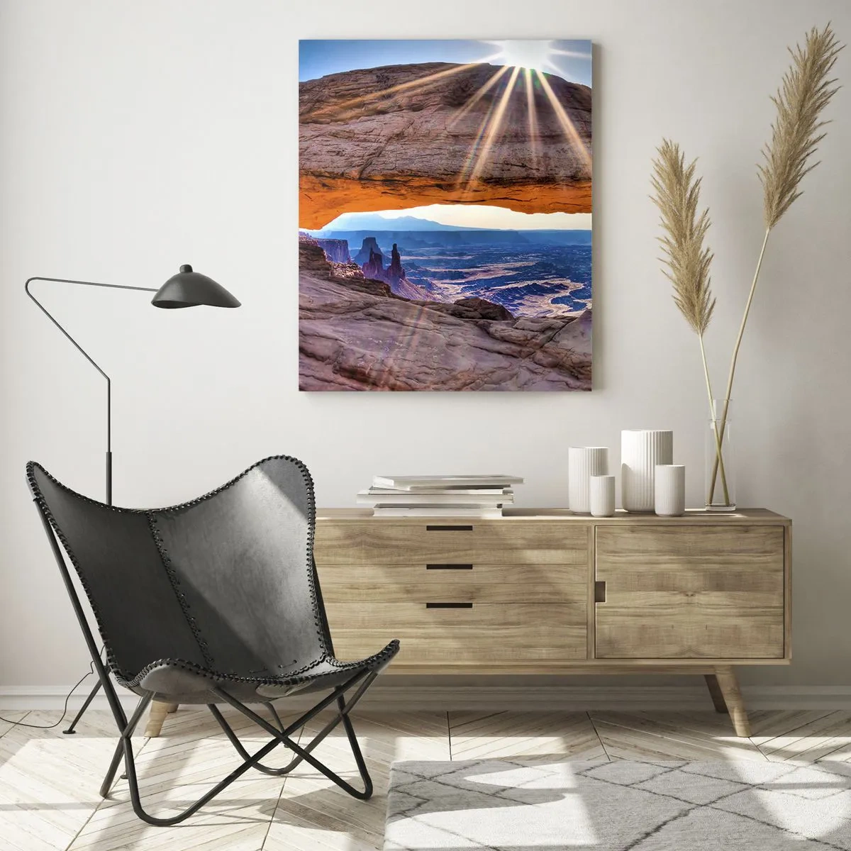 Schilderen op glas - Door de rotspoort - 50x70 cm