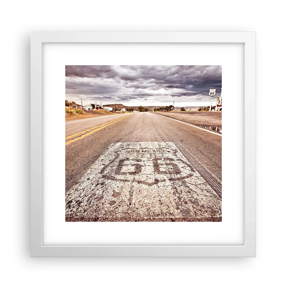 Poster in een witte lijst - Mother Road - een Amerikaanse legende - 30x30 cm