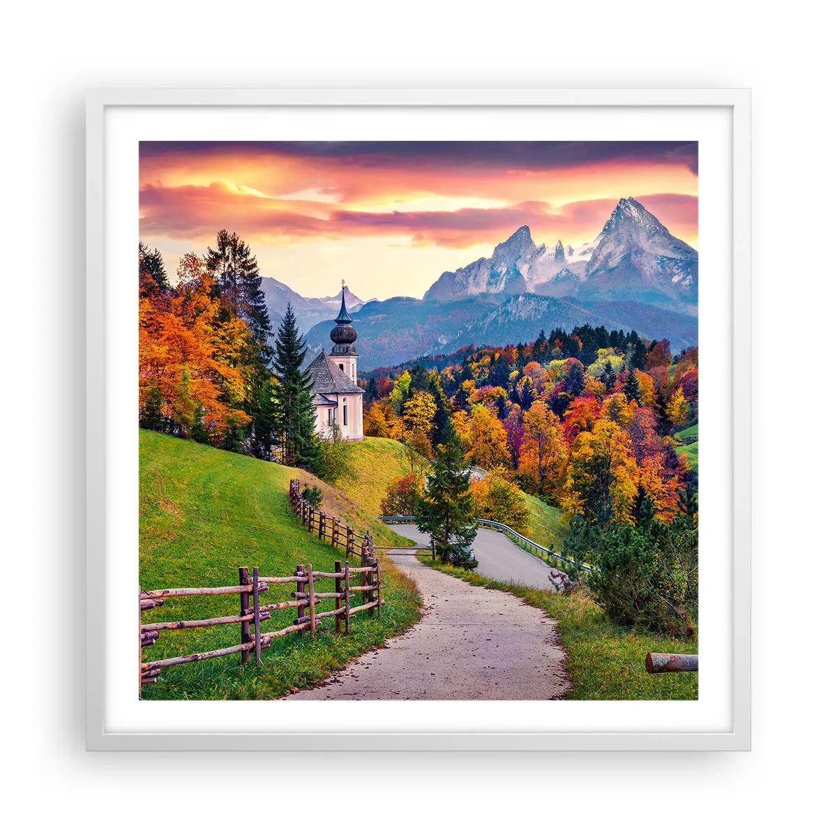 Poster in een witte lijst - Landschap zoals geschilderd - 60x60 cm