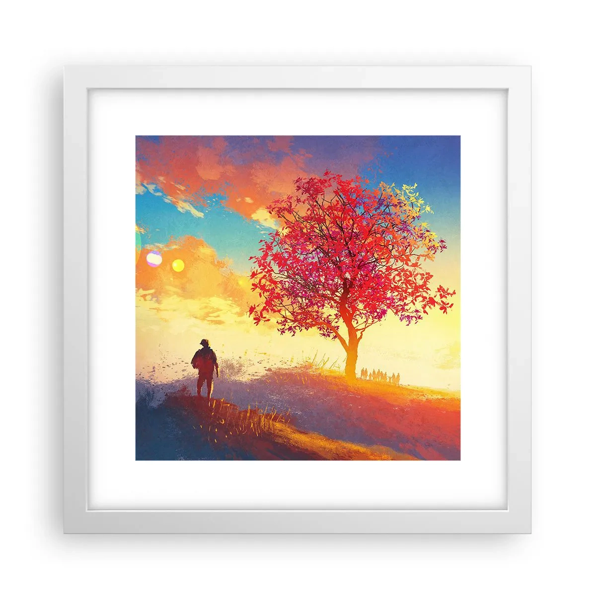 Poster in een witte lijst - Pelgrim bij de bestemming - 30x30 cm