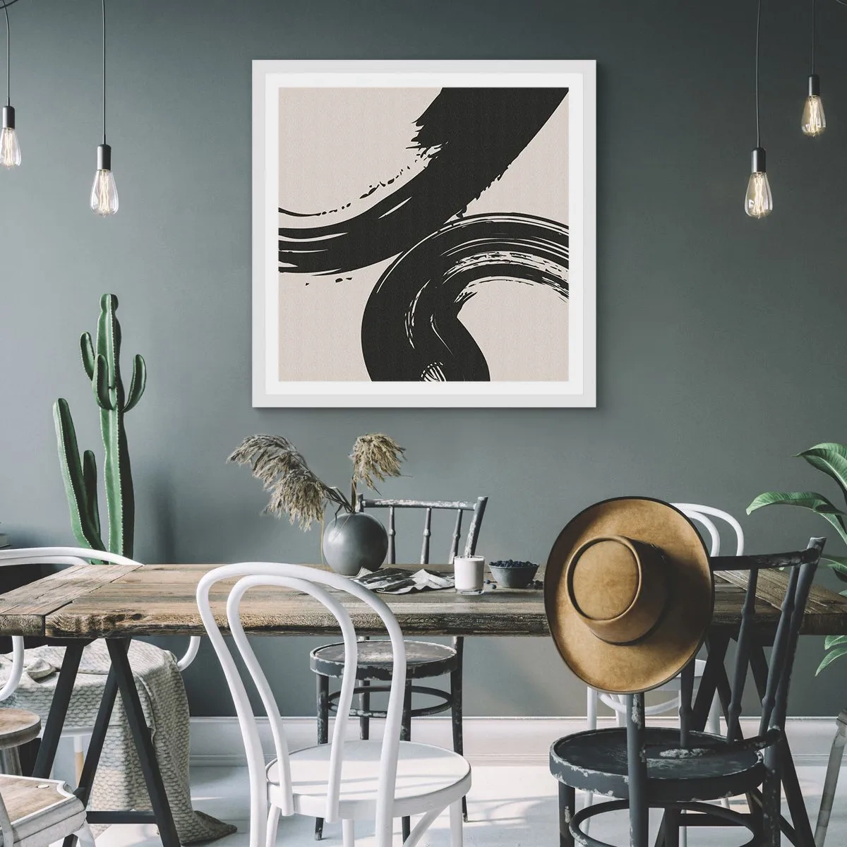 Poster in een witte lijst - Vegend en cirkevormig - 30x30 cm