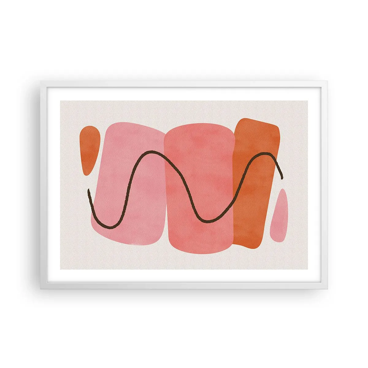 Poster in een witte lijst - zachte beweging van vormen - 70x50 cm