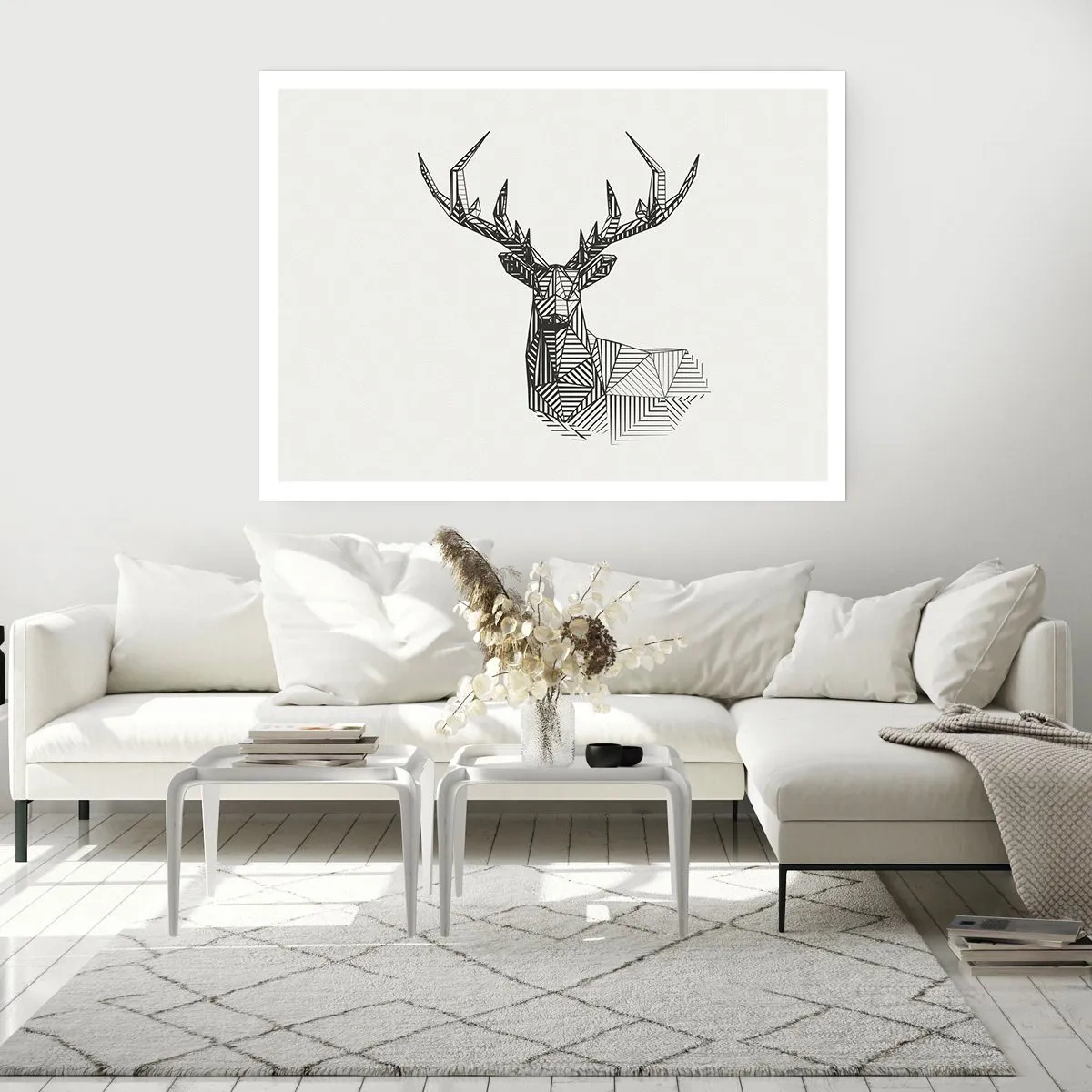 Poster - Een hert in kubistische stijl - 100x70 cm