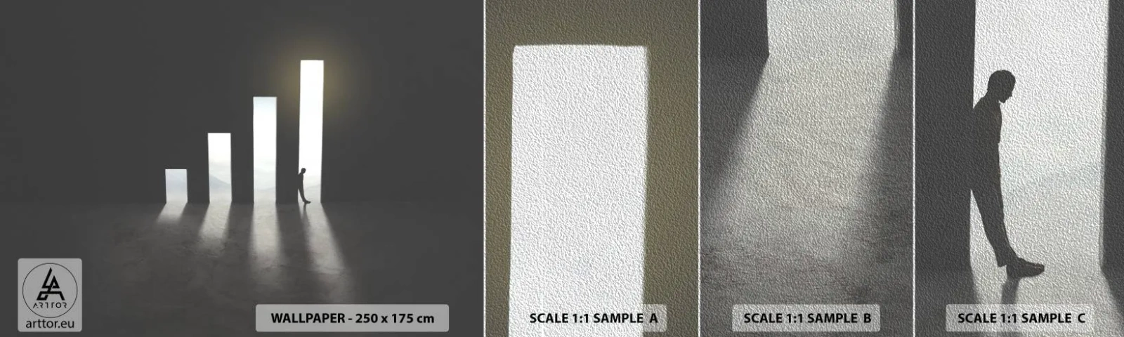 Fotobehang Monster Premium Sand - Succes - impressie - Bedrijf, Architectuur, Man - 100x30 cm