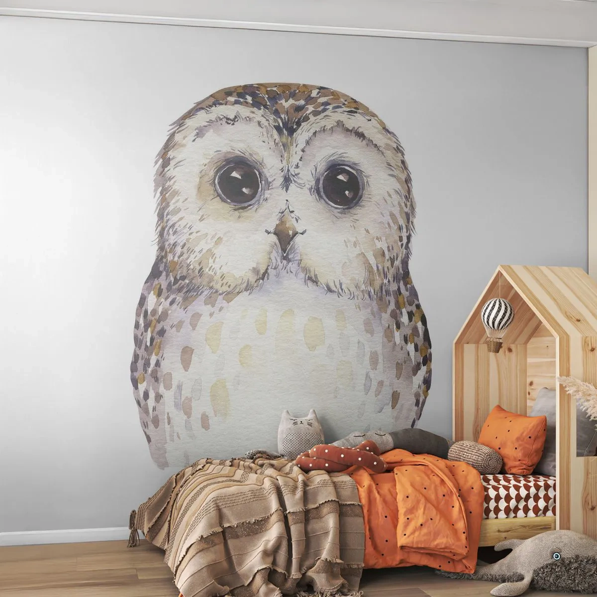 Fotobehang Standard Eco - Kijk in mijn ogen - Uil, Vogel, Grafisch - 400x280 cm