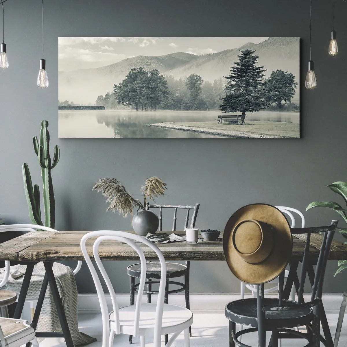 Schilderen op canvas - Het meer slaapt nog - 90x30 cm