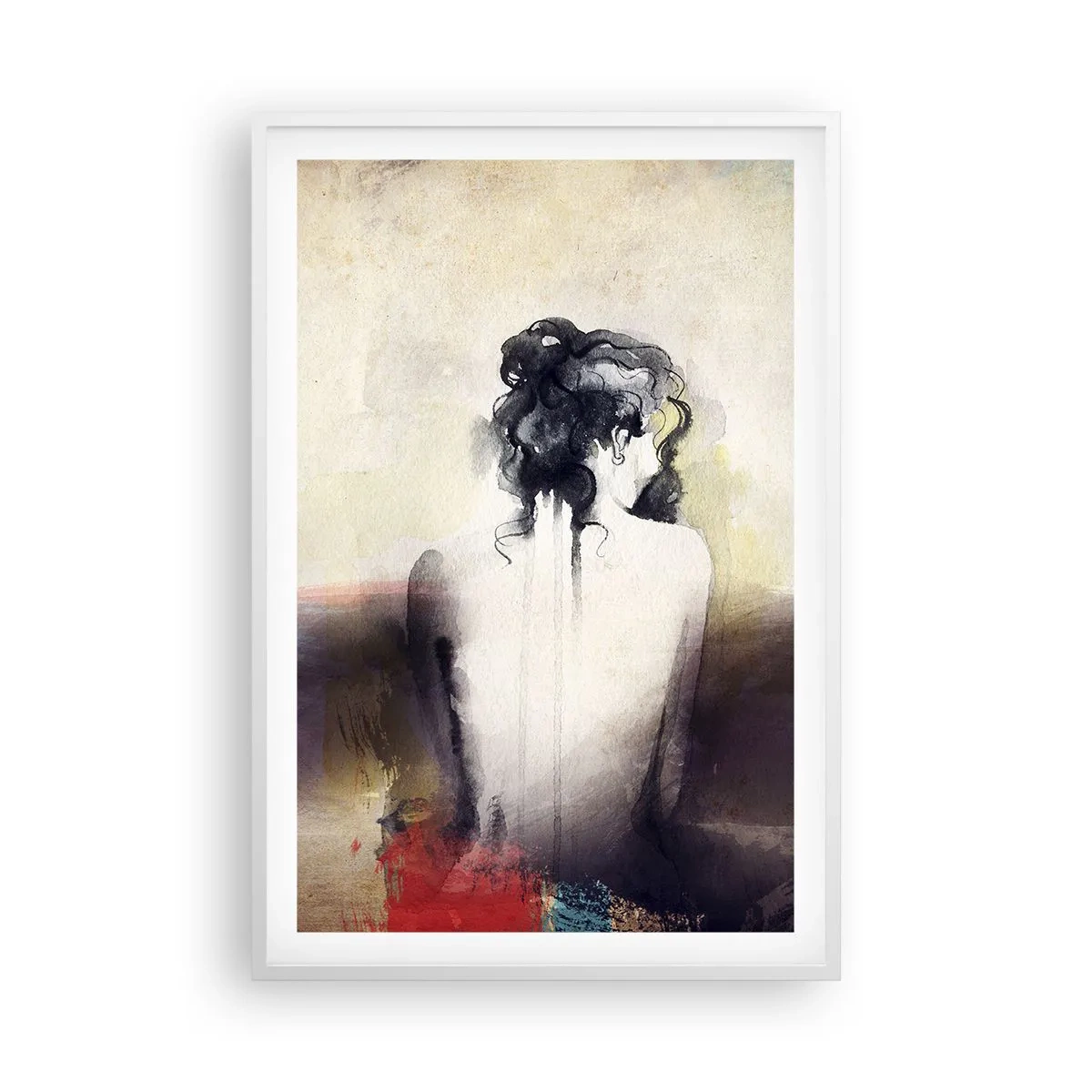 Poster in een witte lijst - Vloeiende lijnen, ovale vormen - 61x91 cm