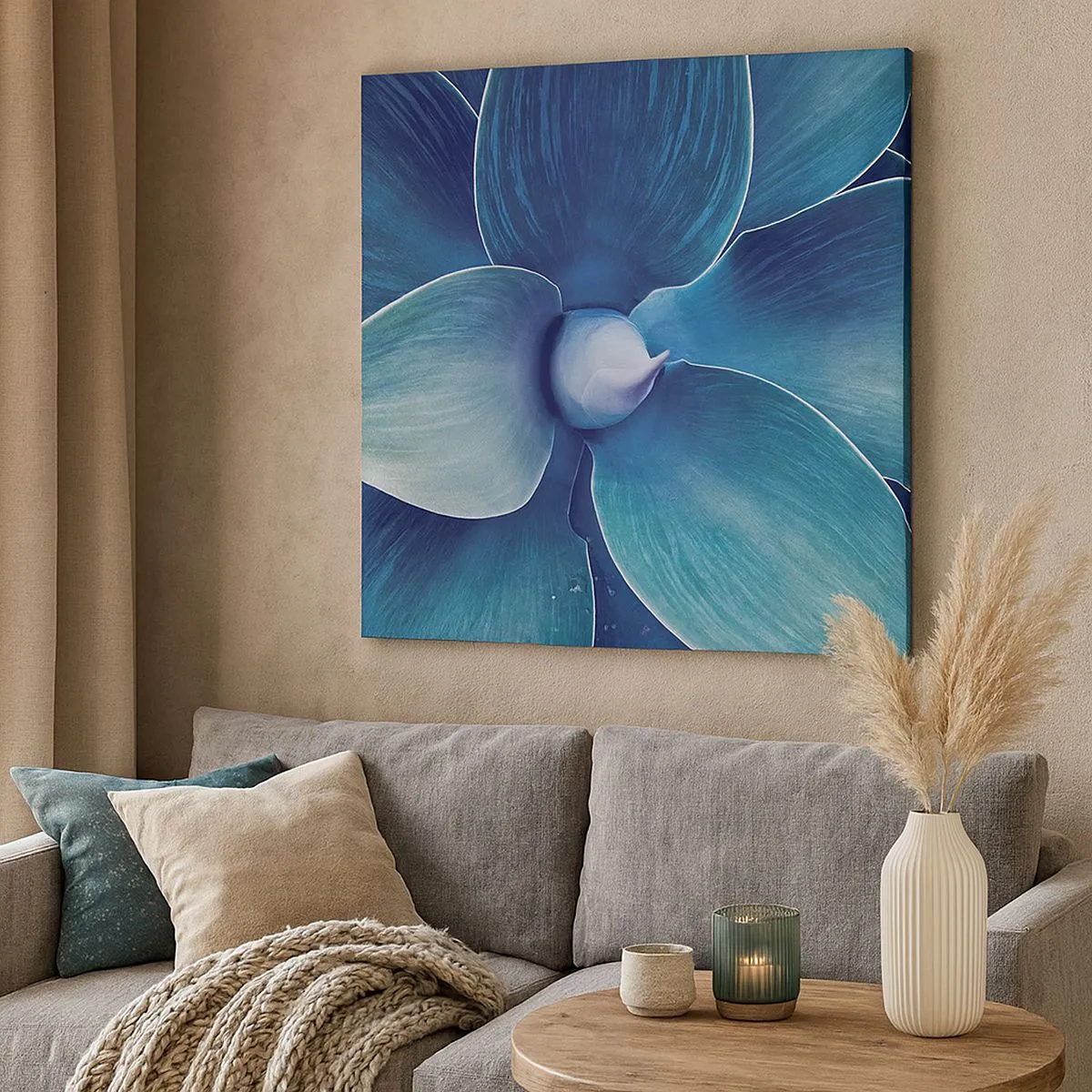 Schilderen op canvas - Blauw uit de lucht - 30x30 cm