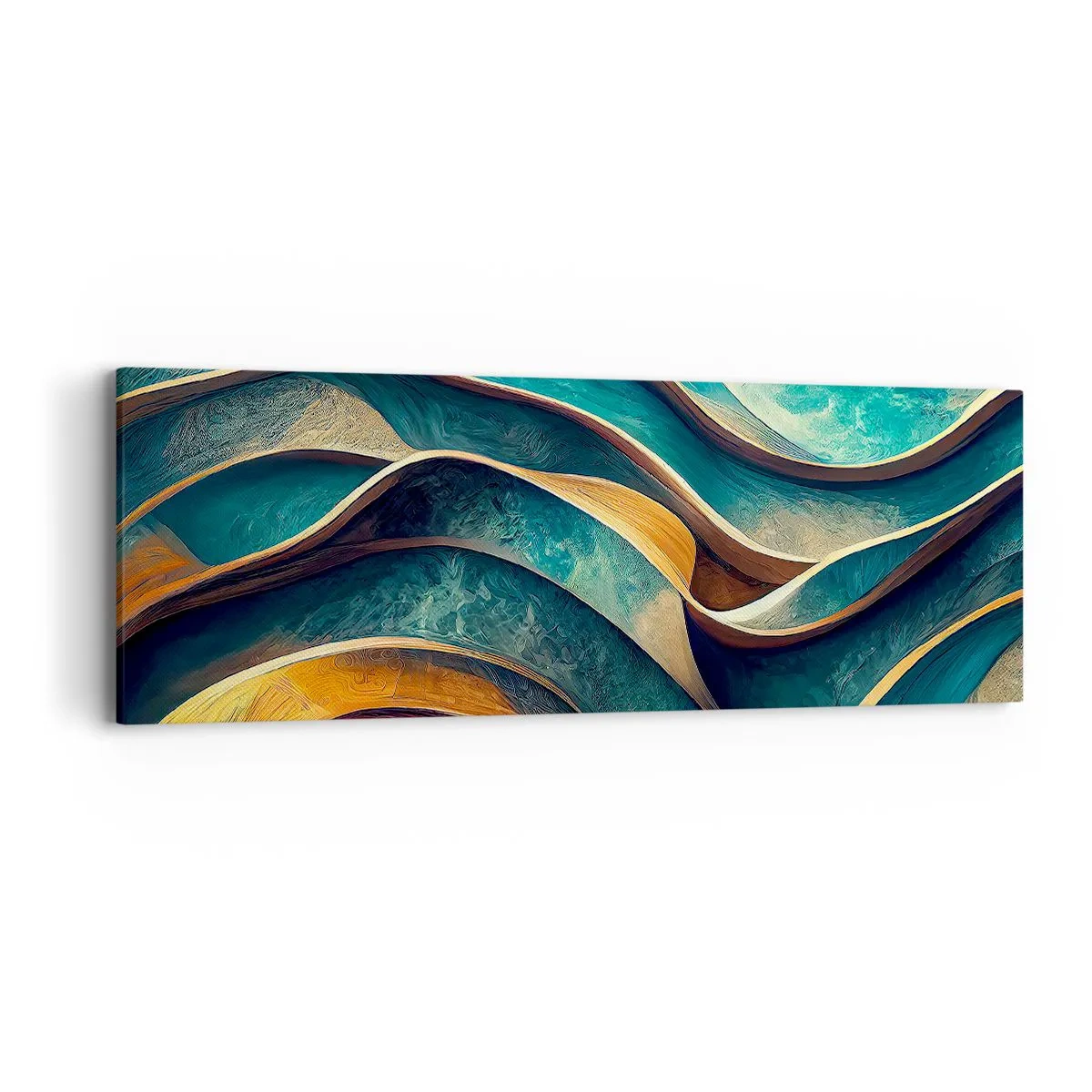 Schilderen op canvas - Meanders van blauw - 90x30 cm