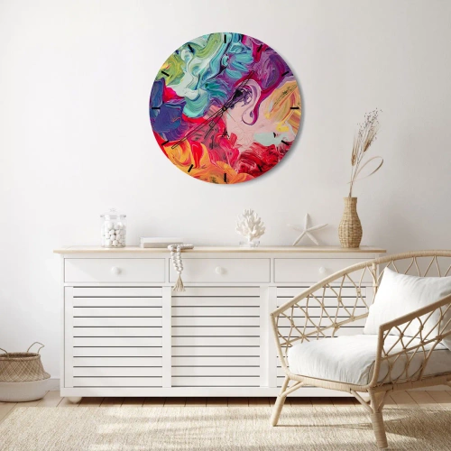 Wandklok - Klok - Een abstracte mix van kleuren in intense tinten - 30x30cm - De geboorte van kleuren - Moderne wanddecoratie voor woonkamer, keuken en slaapkamer ARTTOR