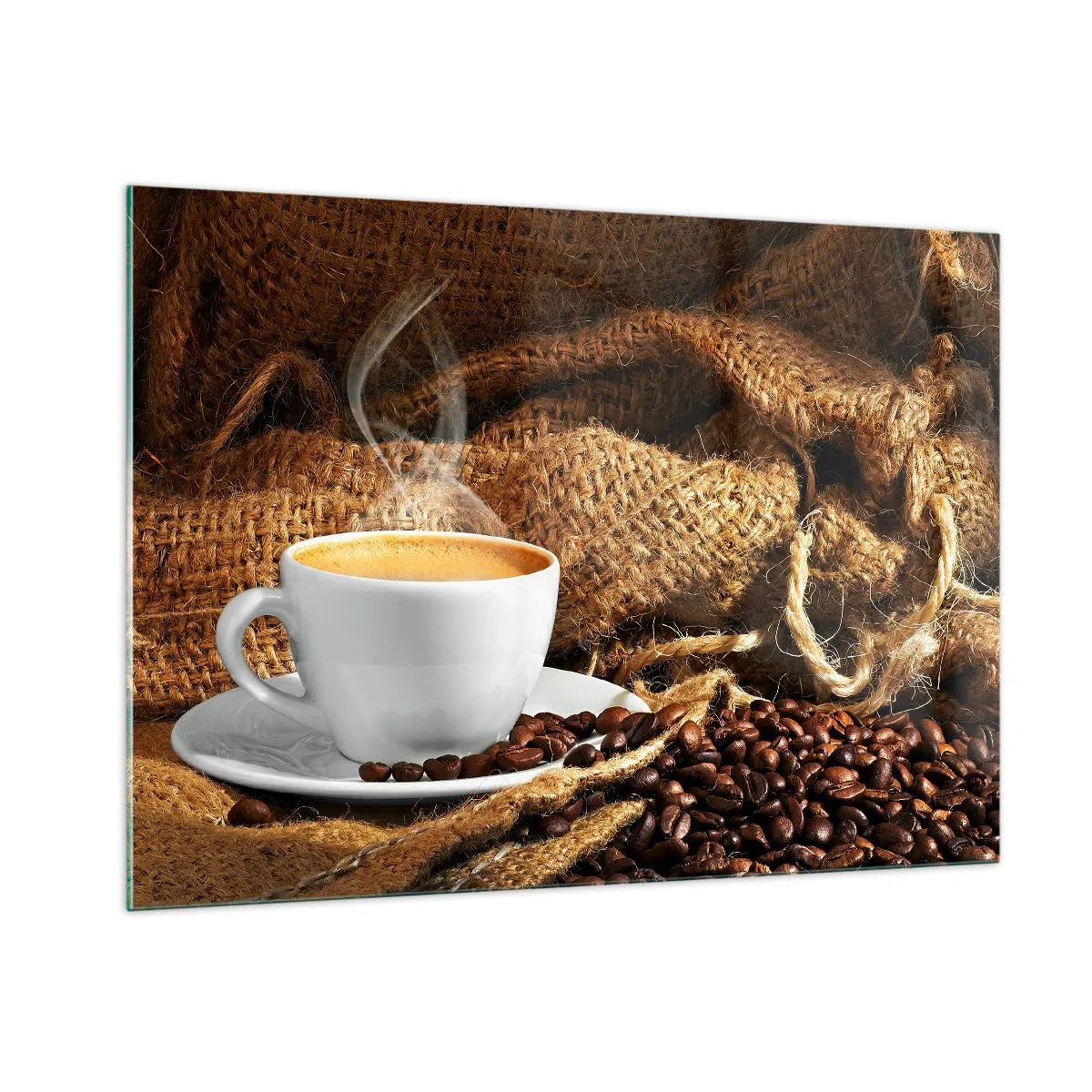 Schilderen op glas - De geur van mokka en de dikte van de honingvloeistof - 100x70 cm