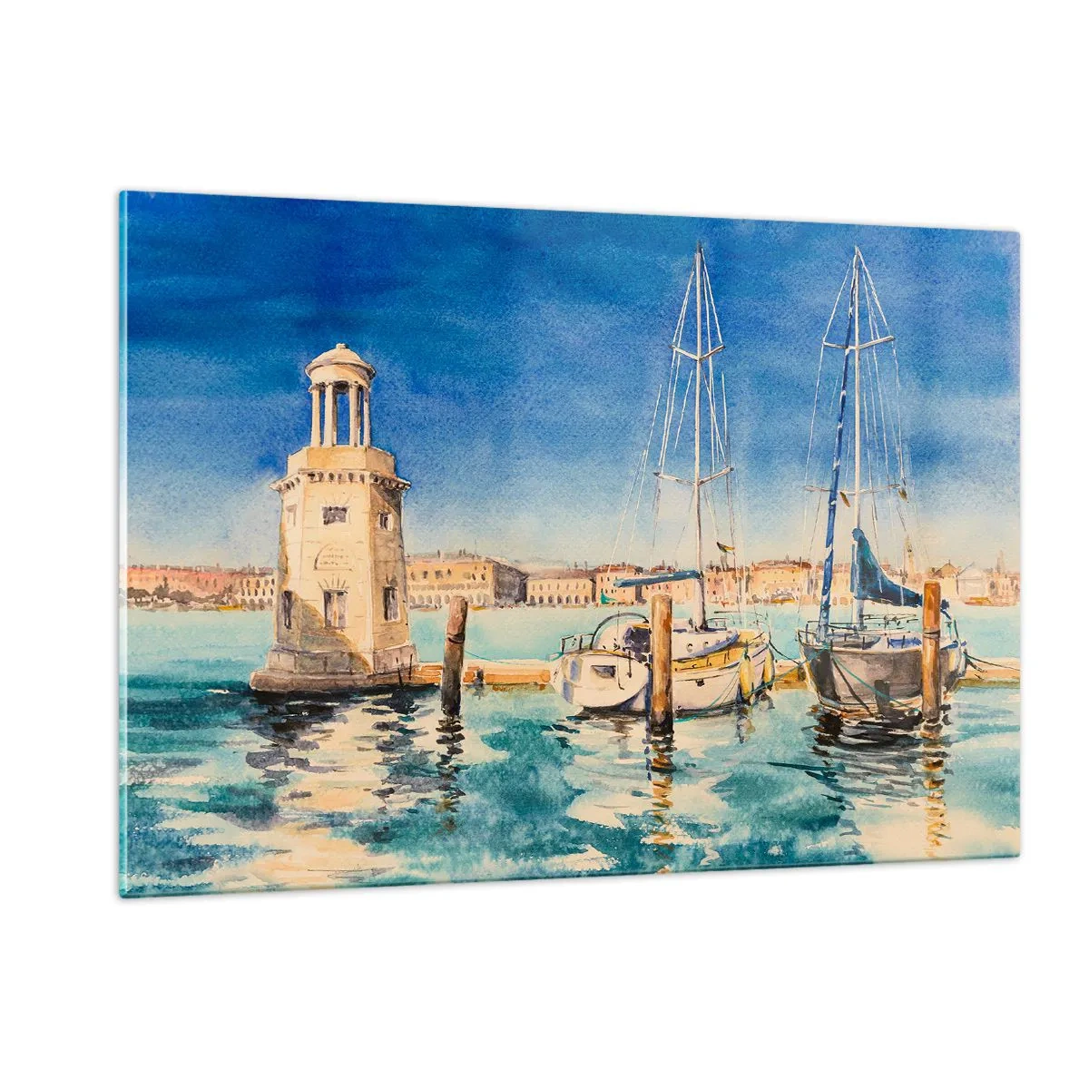 Schilderen op glas - Zonnige lagune - 120x80 cm