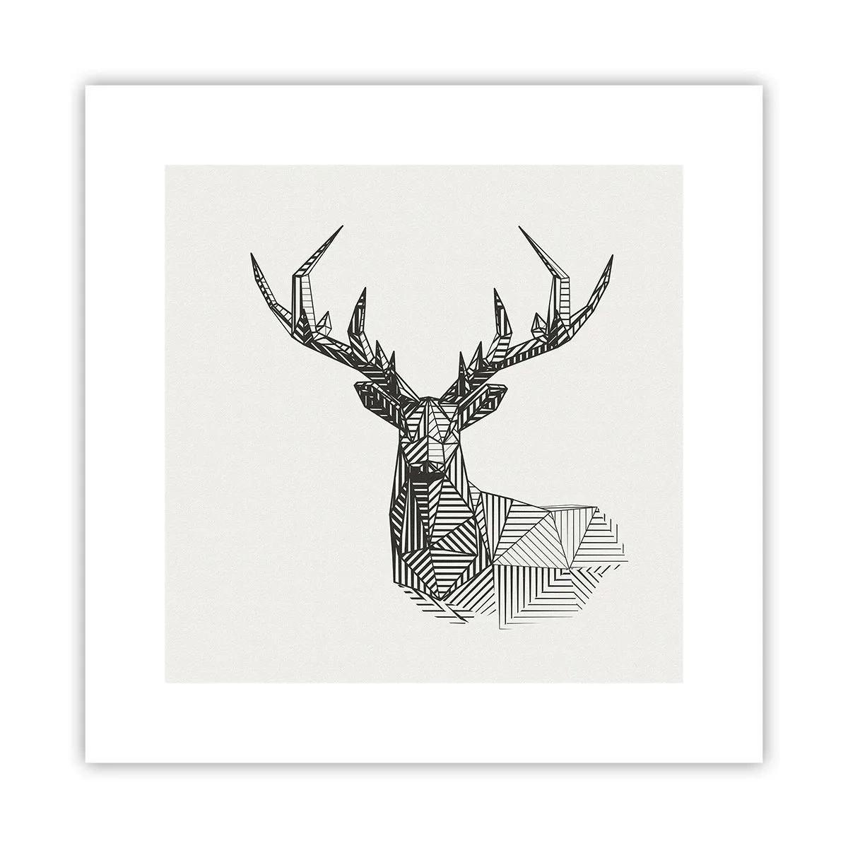 Poster - Een hert in kubistische stijl - 30x30 cm