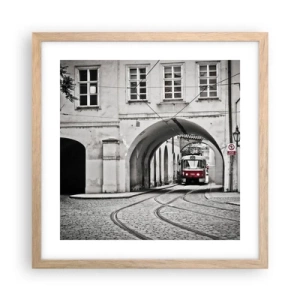 Een poster in een licht eiken lijst - Door het doolhof van de stad - 40x40 cm