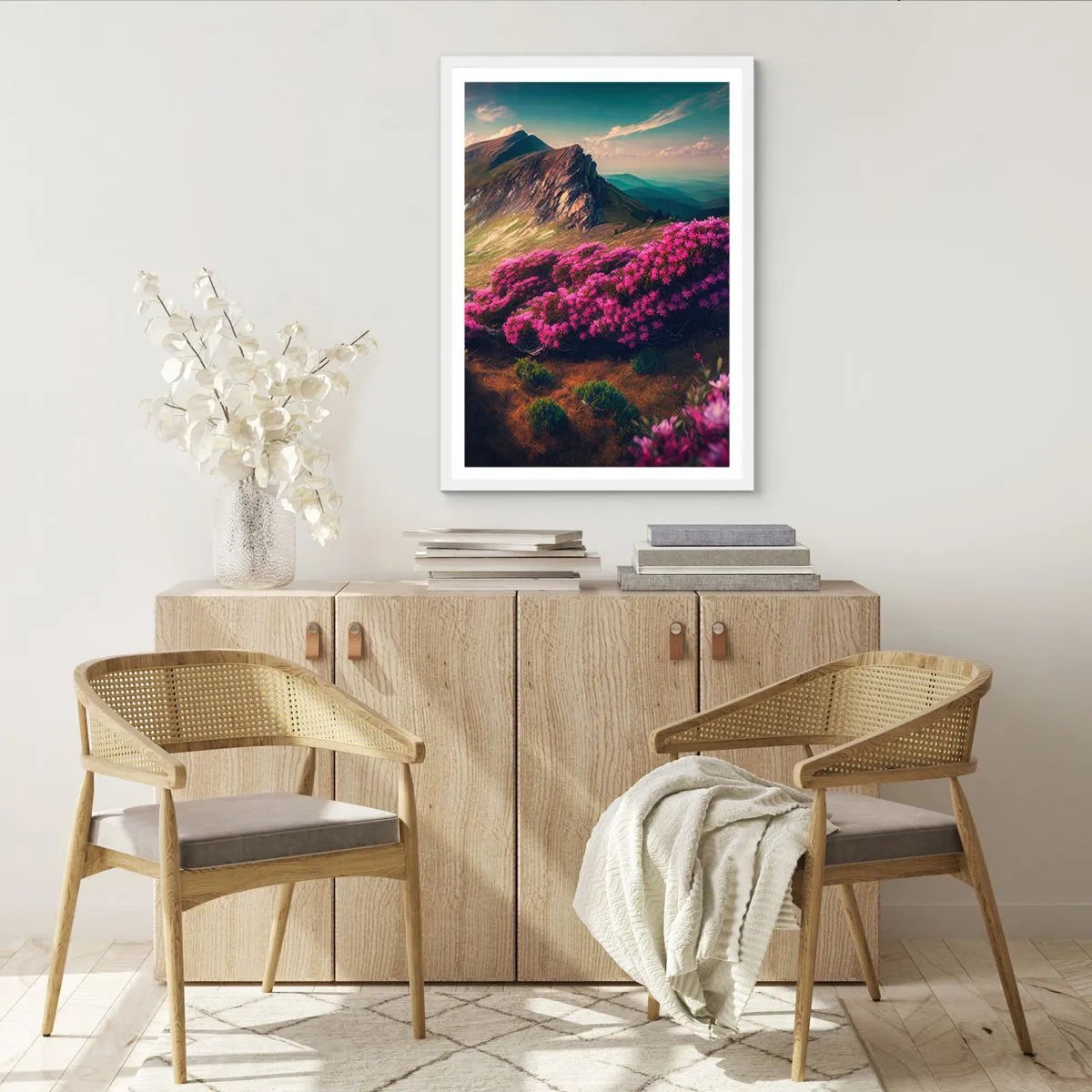 Poster in een witte lijst - Zomer in de bergen - 40x50 cm