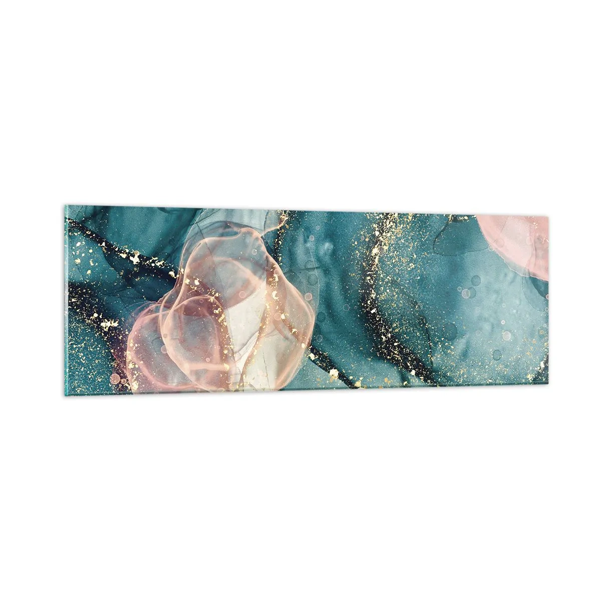 Schilderen op glas - Zijdeblauw, tule roze - 90x30 cm