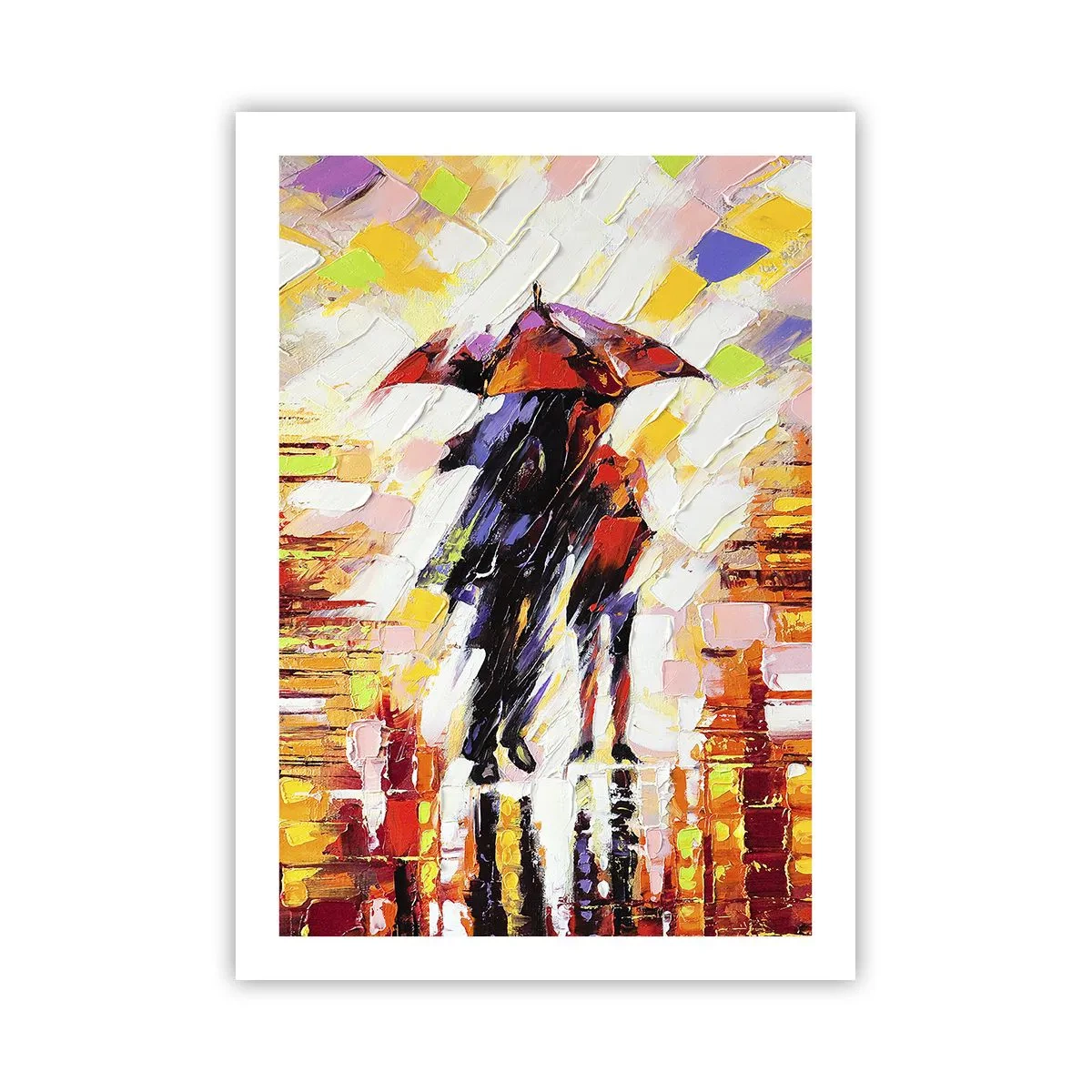 Poster - Samen door de nacht en regen - 50x70 cm
